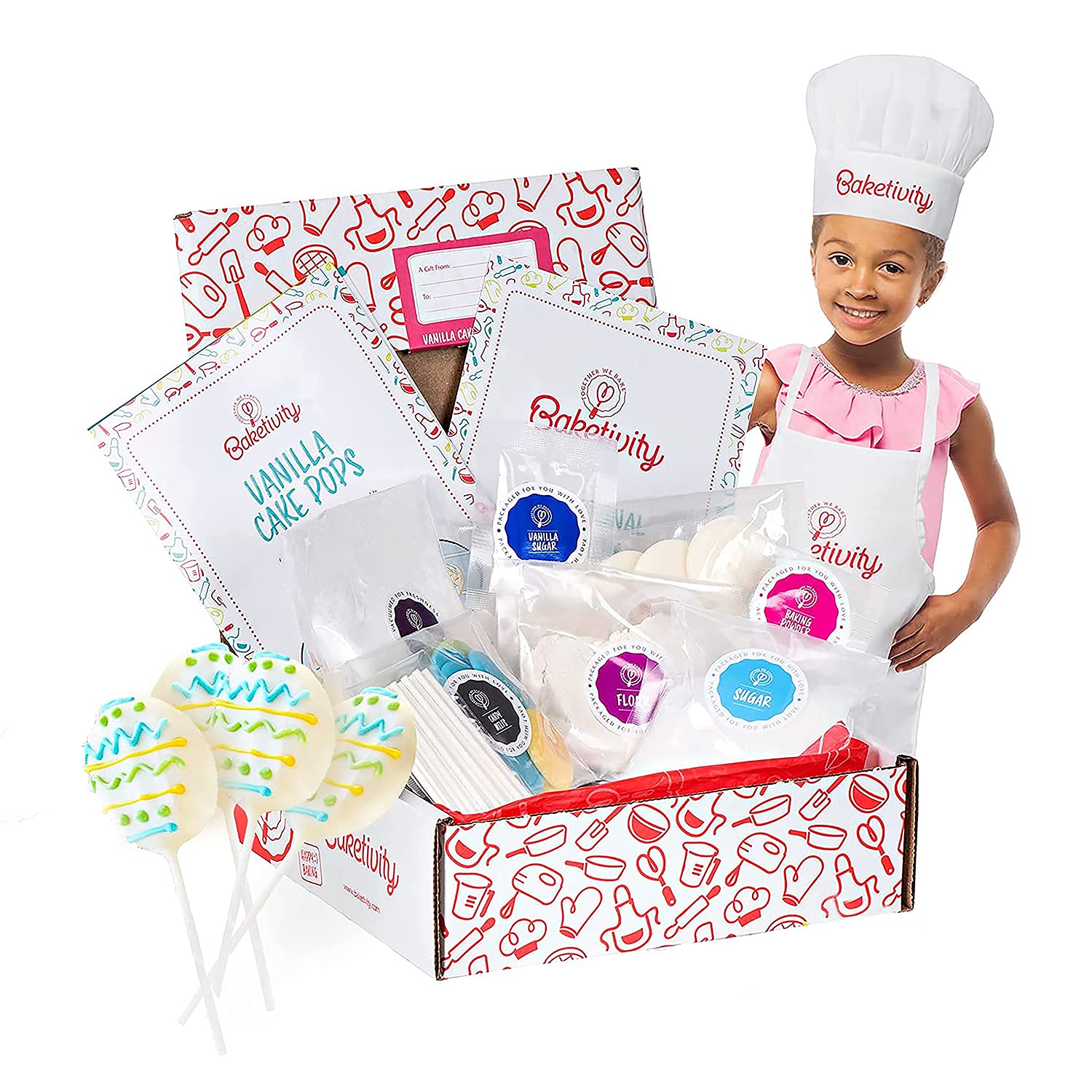 Baketivity Vanilla Cake Pops Kit ready for kids' baking fun.