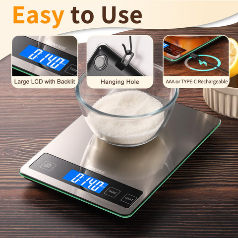 BakFee food scale dual power supply offers flexible kitchen use.