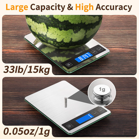 BakFee food scale waterproof surface enables quick cleanup after spills.