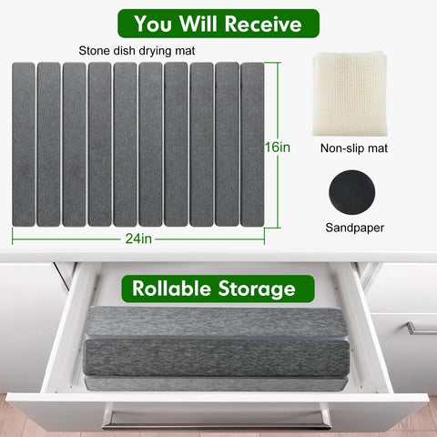 BAKFUFY stone dish drying mat used for fruits and vegetables