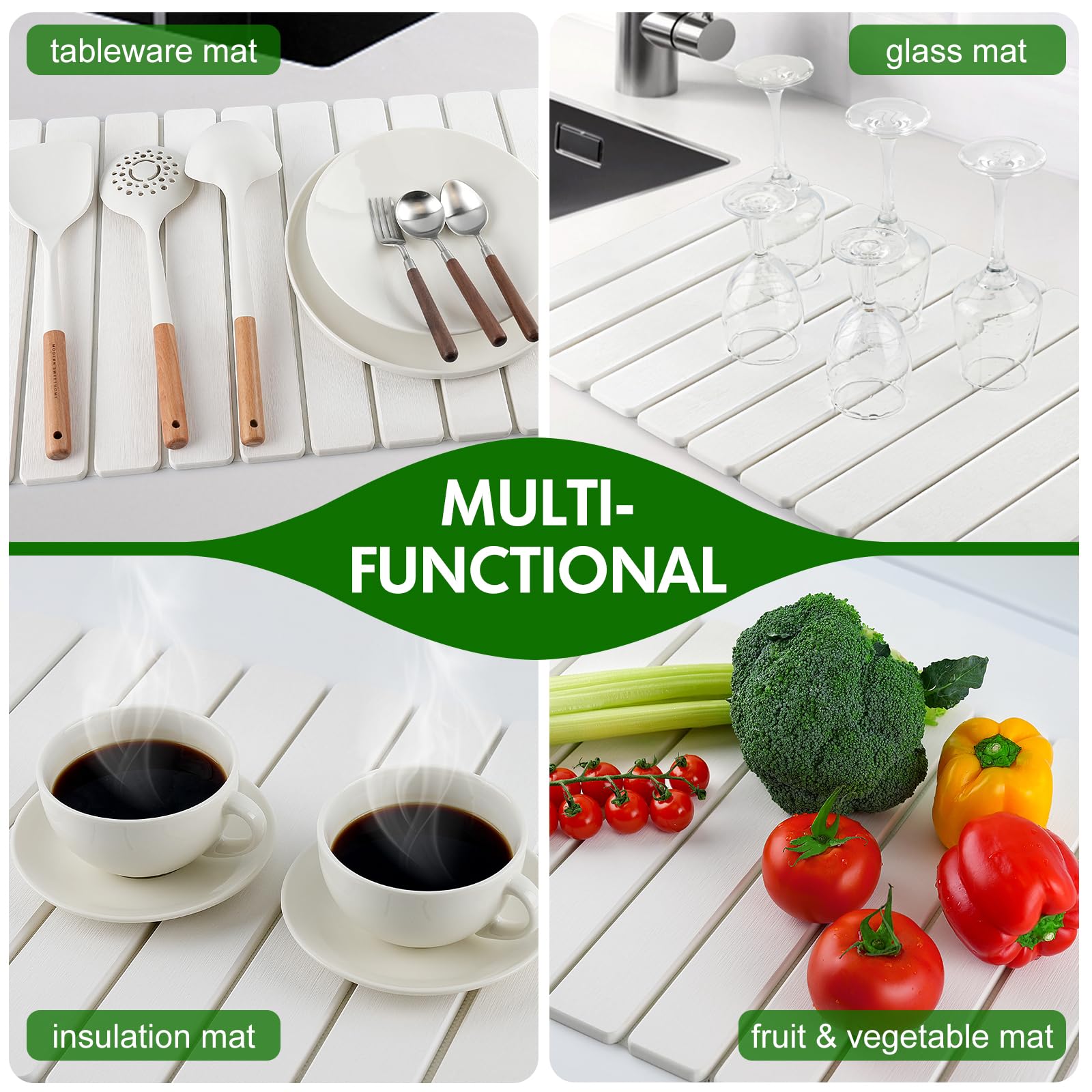 BAKFUFIY drying mat cleans easily with a quick rinse