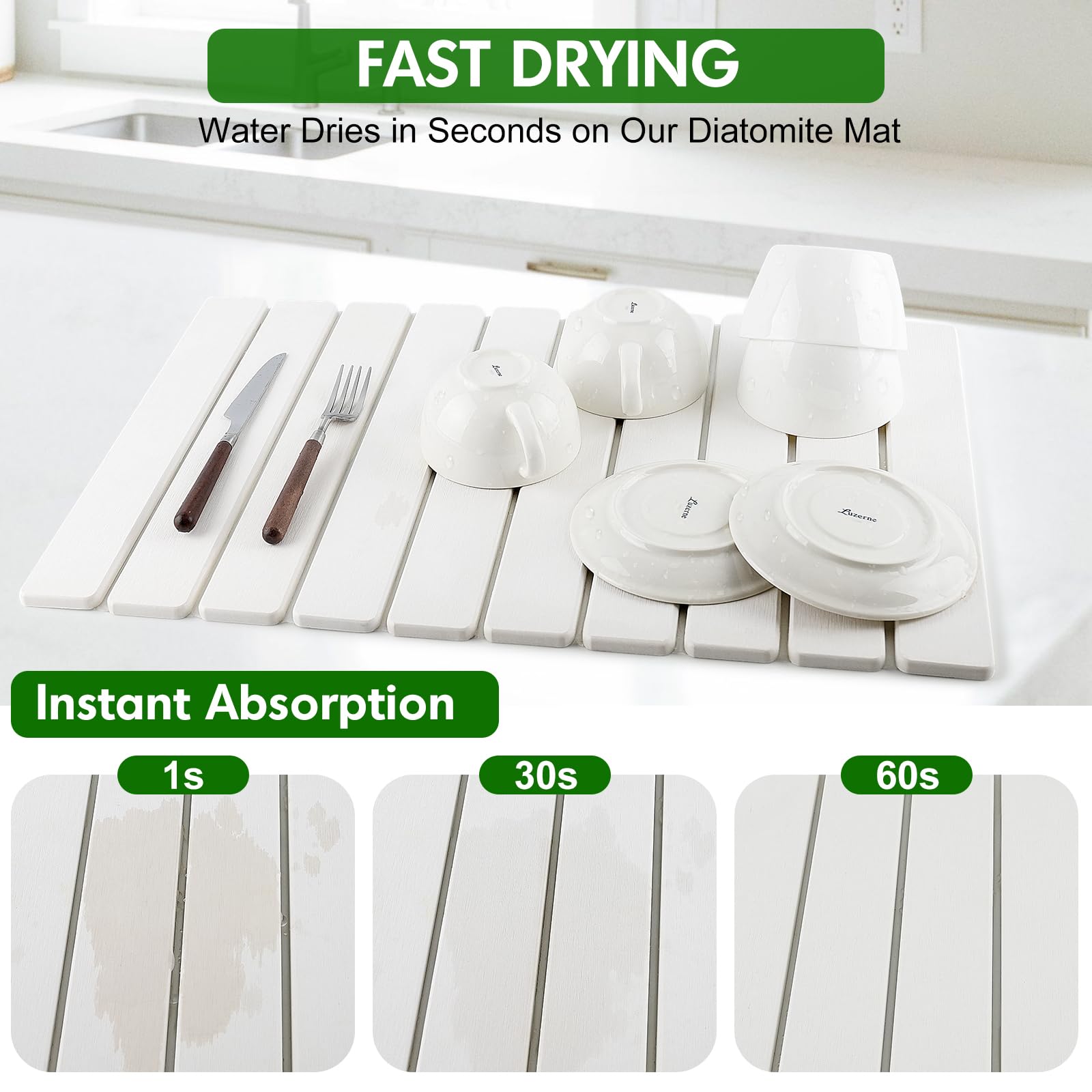 BAKFUFIY stone drying mat on non-slip base stays stable