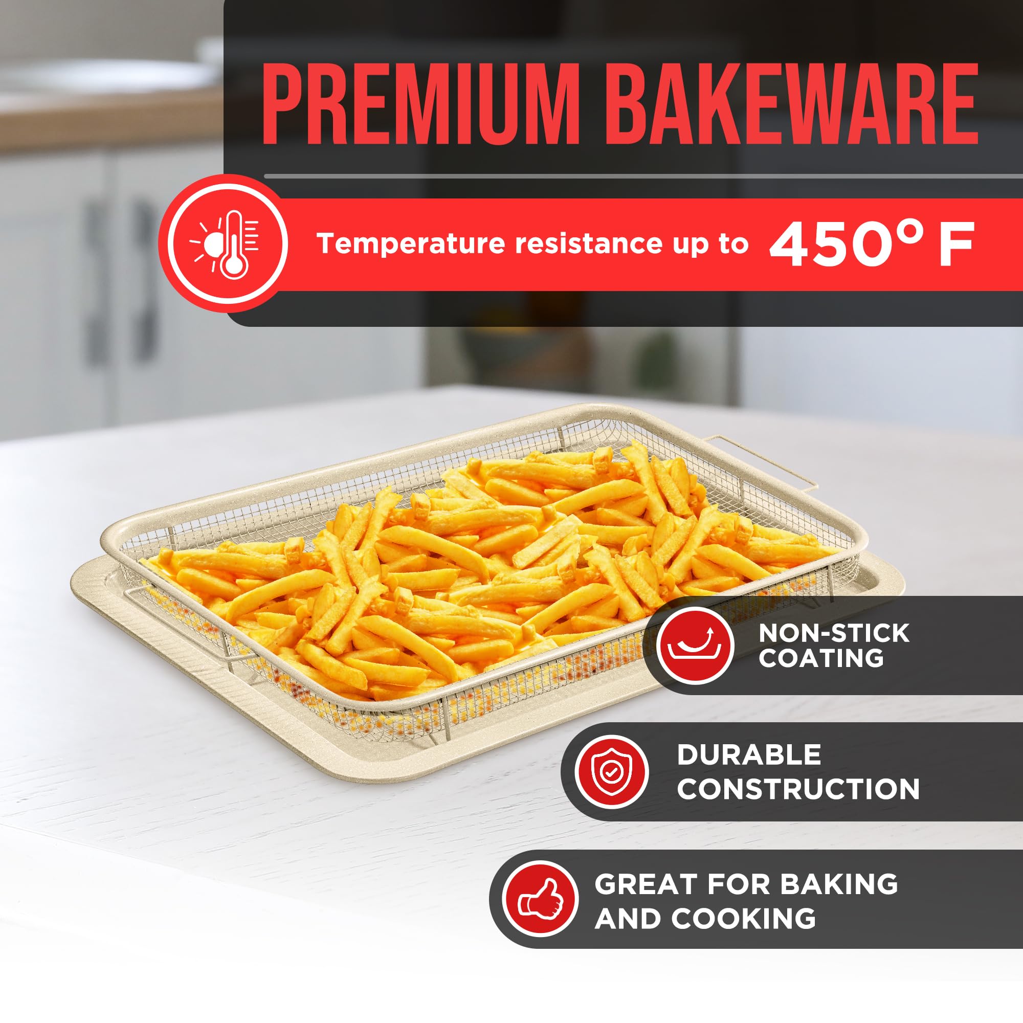 Bakken-Swiss basket nested in tray for space-saving storage.