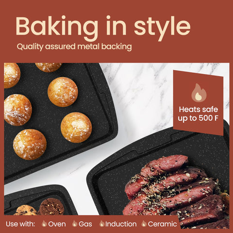 Bakken Swiss muffin pan yields uniform muffins with quick cleanup.