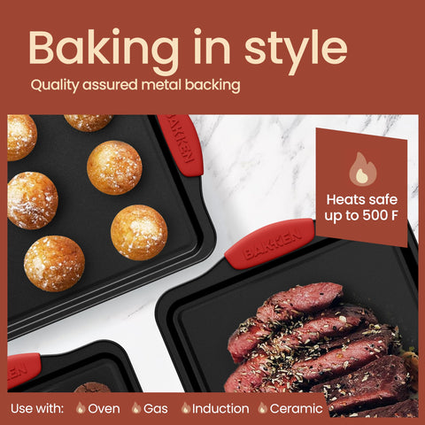 BAKKENMASTER red silicone handles provide a comfortable, secure grip during use