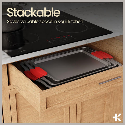 BAKKENMASTER pizza pan and loaf pan in action, versatile baking options