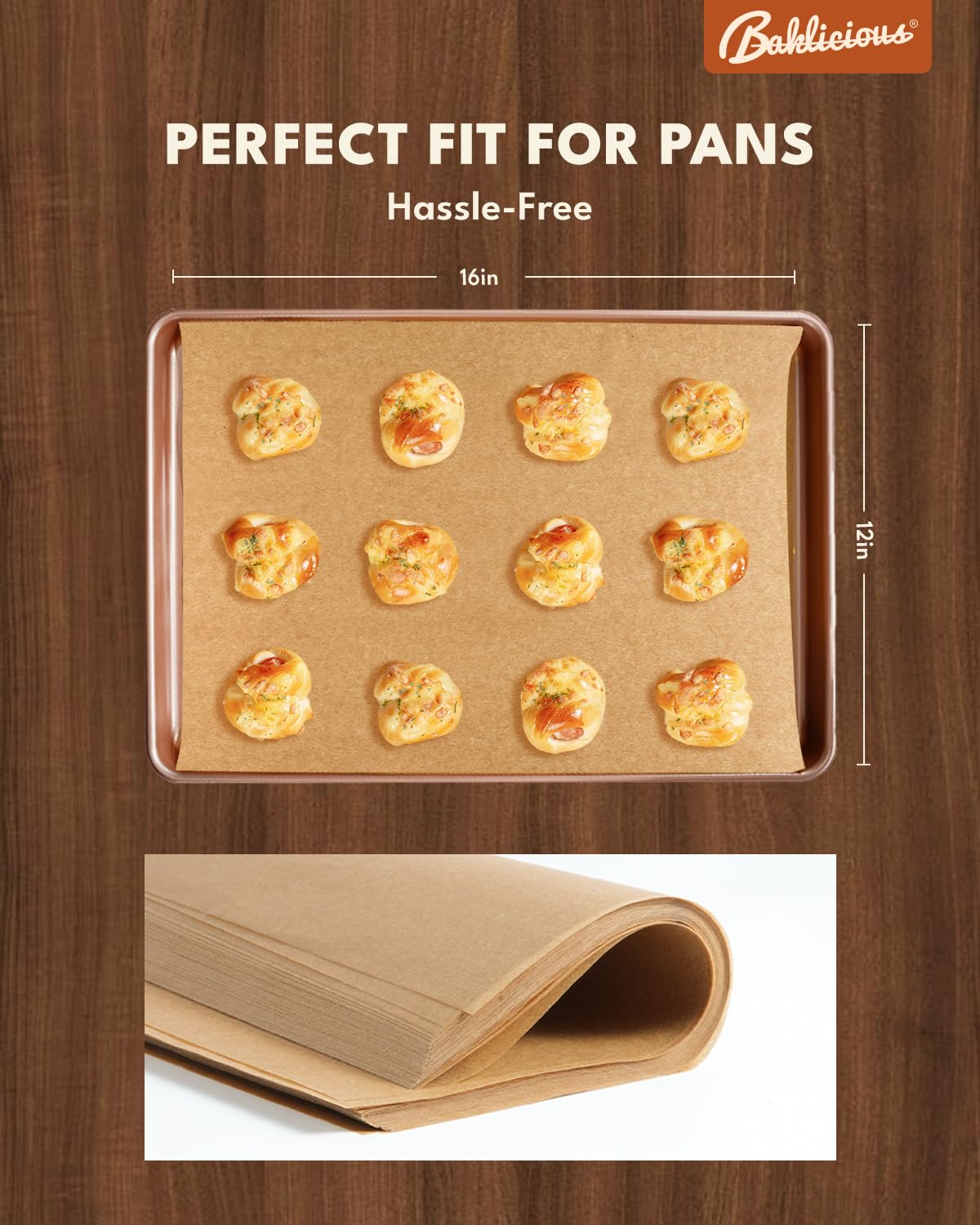 Baklicious durable baking paper resists tearing during roasting.