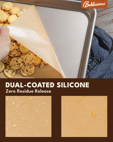 Baklicious heavy-duty 45gsm parchment is strong enough to lift baked goods.