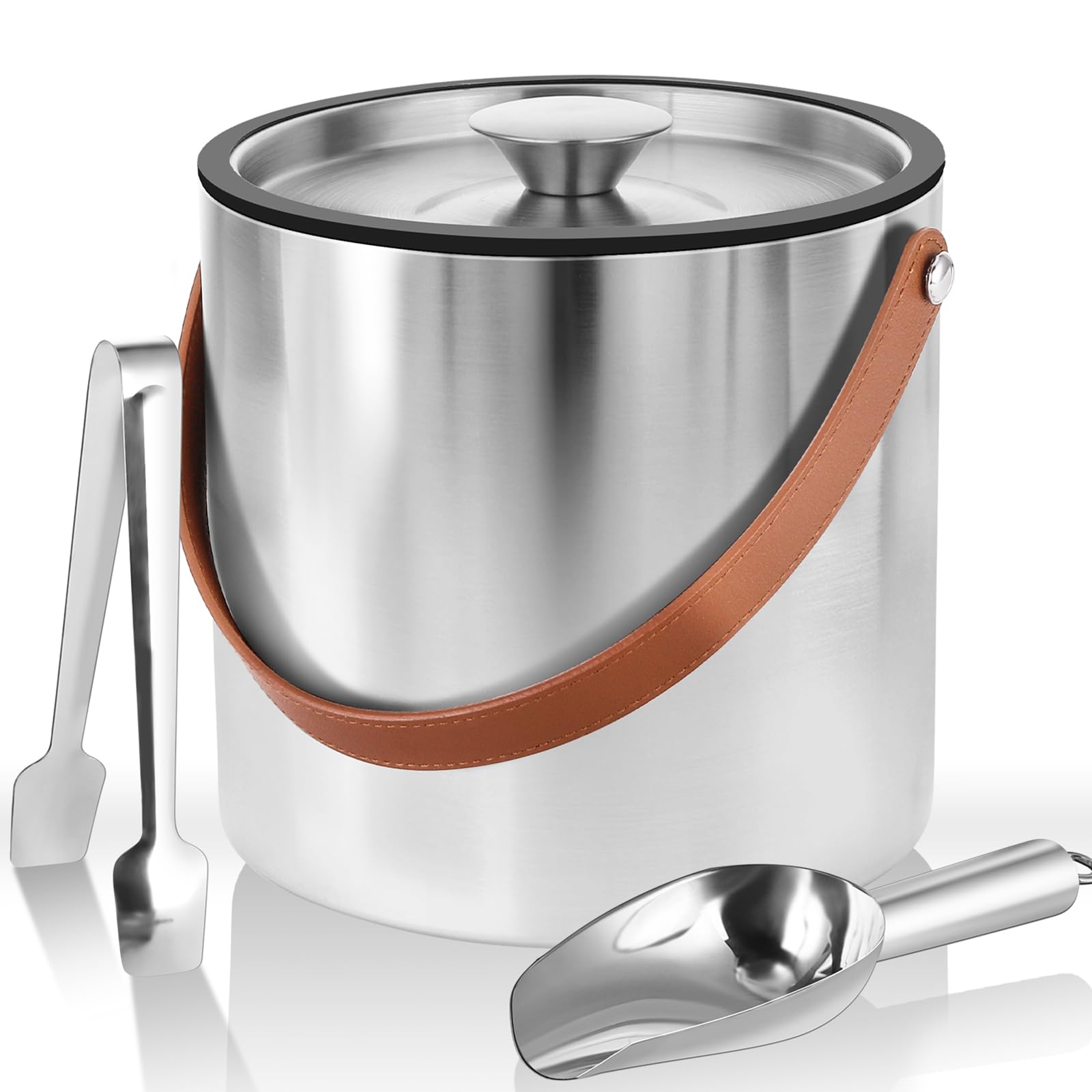 Bakpoco double-wall ice bucket with lid and mirror finish for elegant parties.