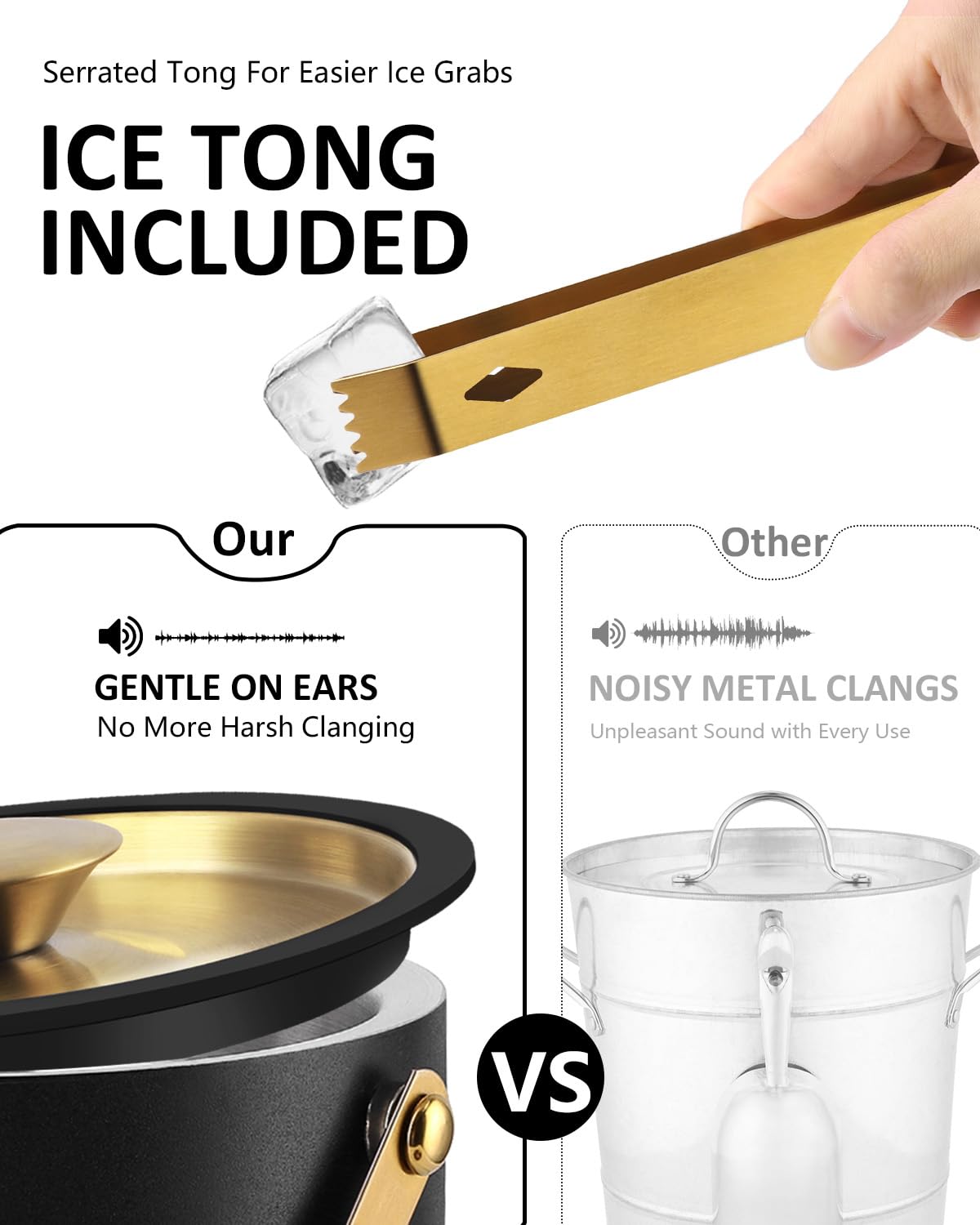 Bakpoco black and gold ice bucket adds luxe touch to upscale home bars