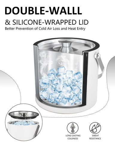 Bakpoco ice bucket with tongs and scoop in use for easy serving