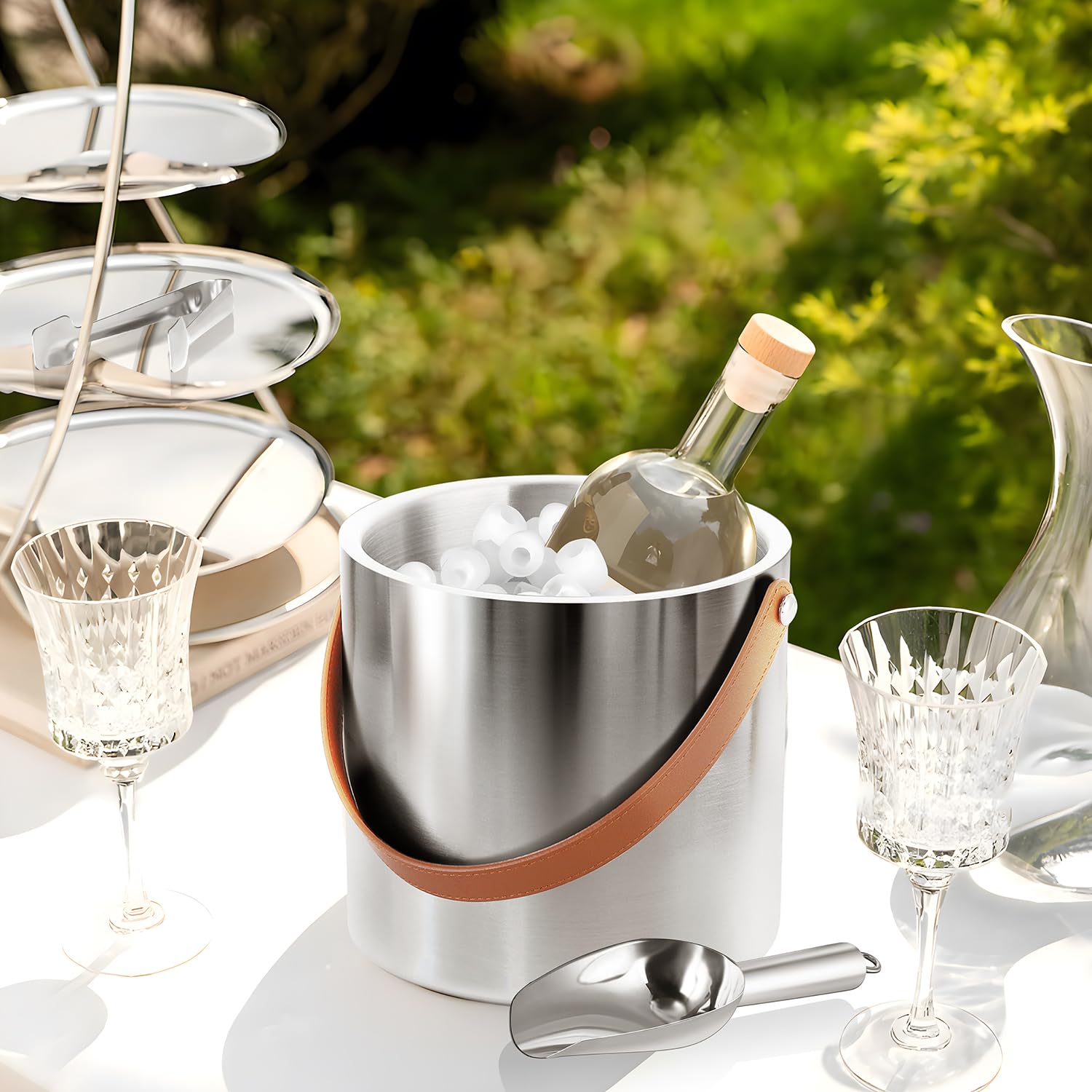 Bakpoco includes scoop, tong, and strainer for easy ice management.