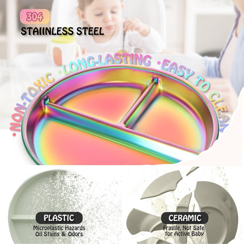 Bakpoco rainbow-lidded plate for easy transport of snacks.