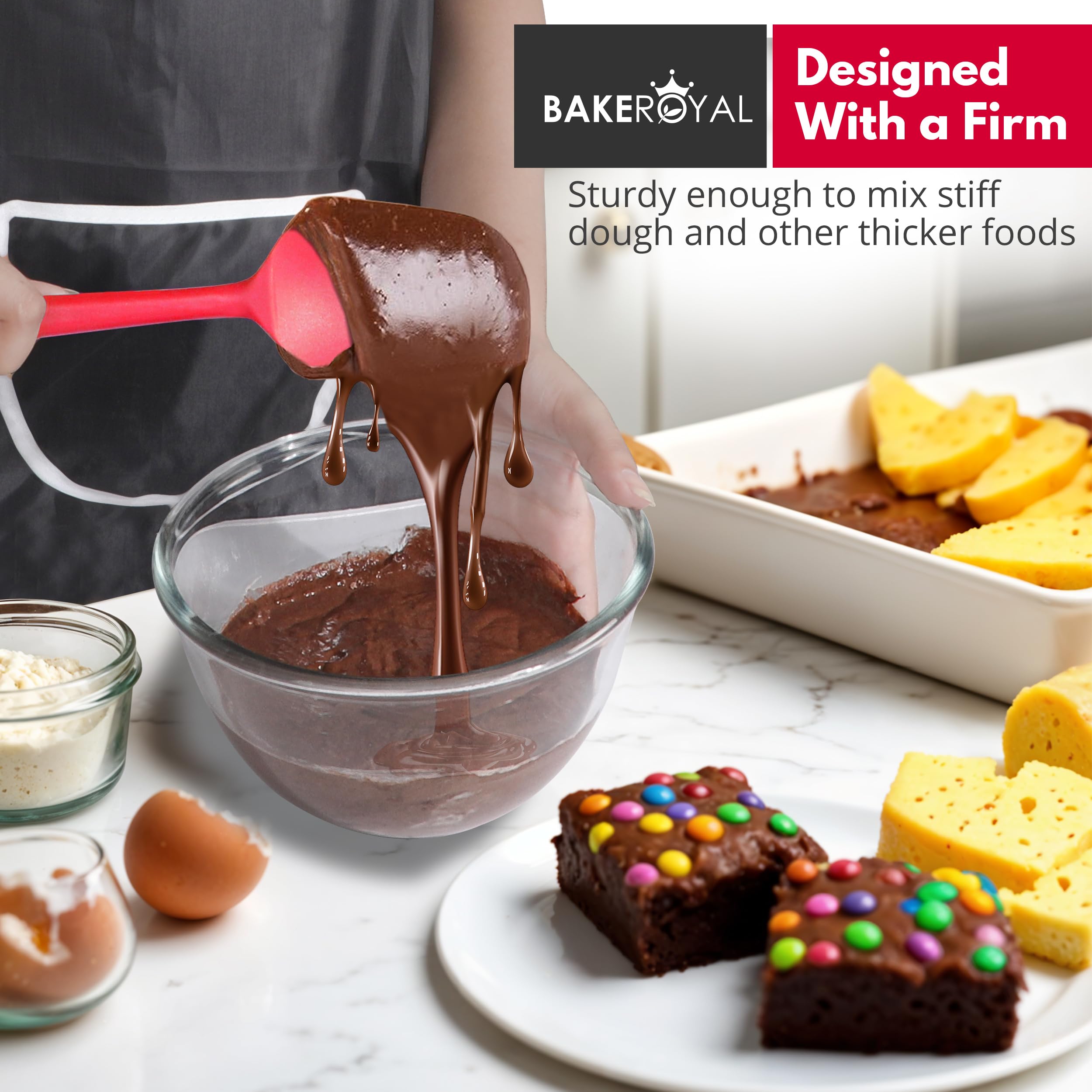 Bakroyal dishwasher-safe red spatulas simplify cleanup after cooking