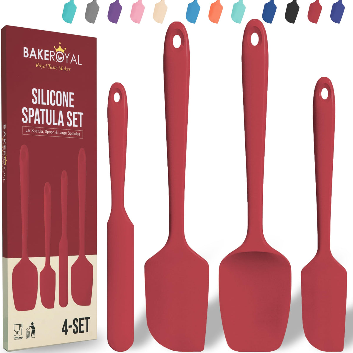 Bakroyal large silicone spatula red for nonstick cookware and mixing