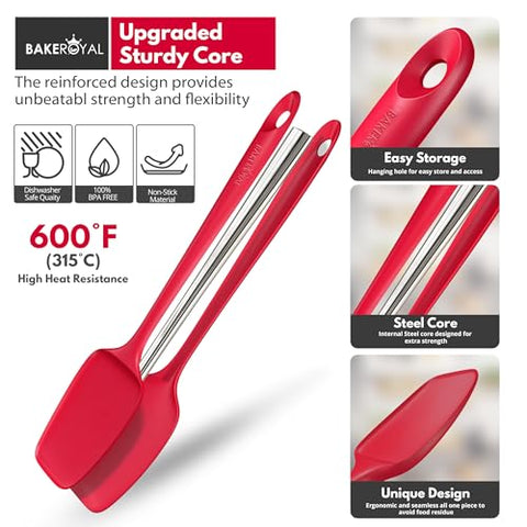 Bakroyal mini silicone spatula red ideal for small bowls and scraping