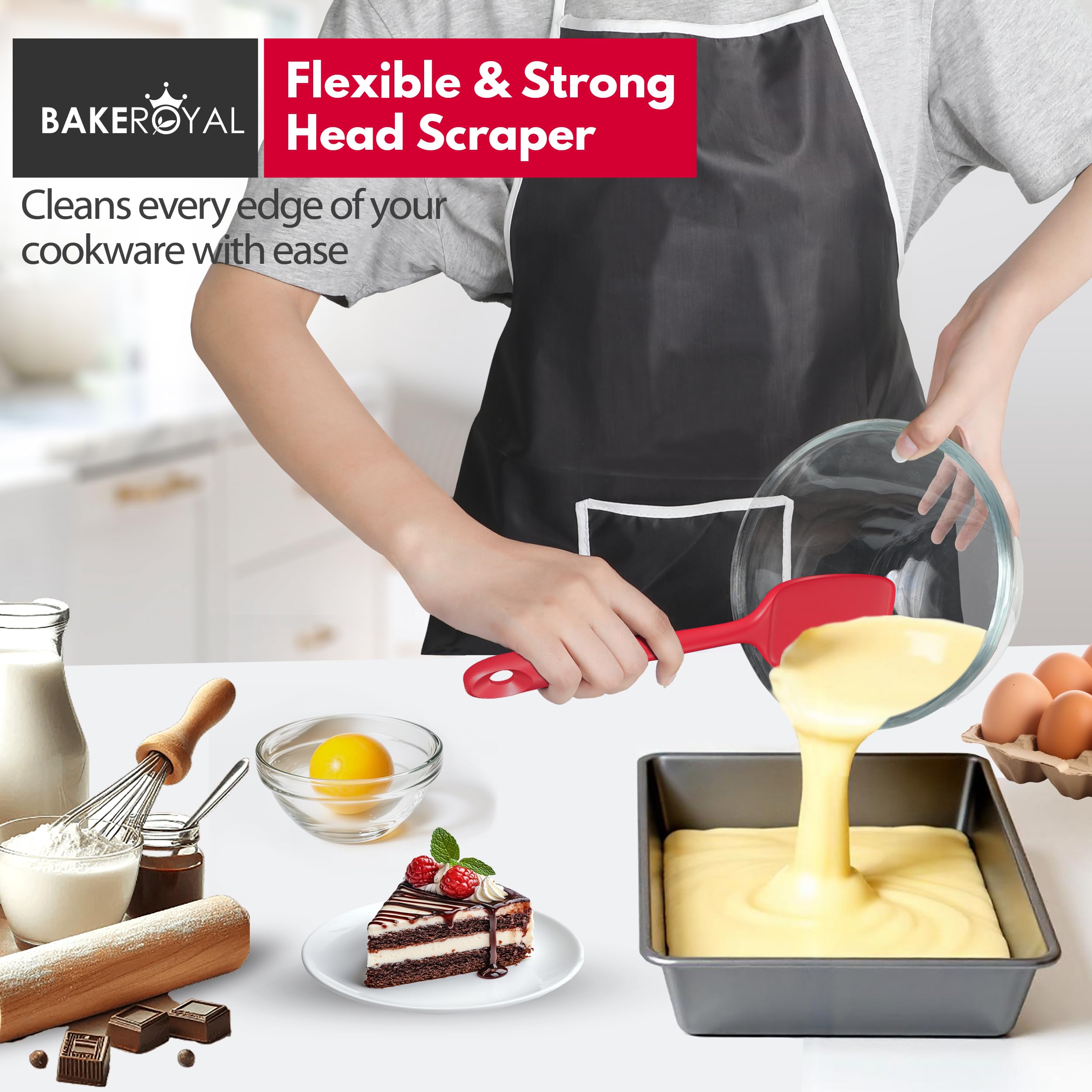 Bakroyal seamless silicone design red reduces snagging and cleans easily