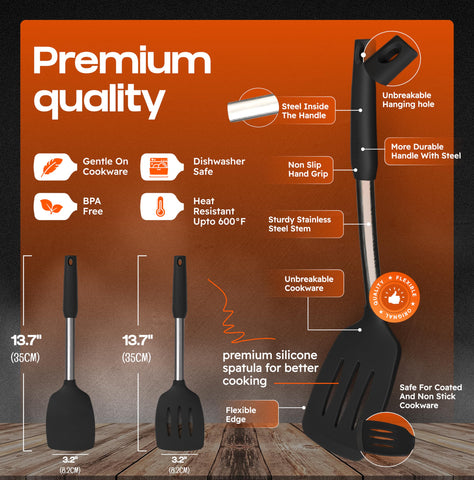 BakRoyal silicone spatula slotted for draining fat while cooking eggs or pancakes
