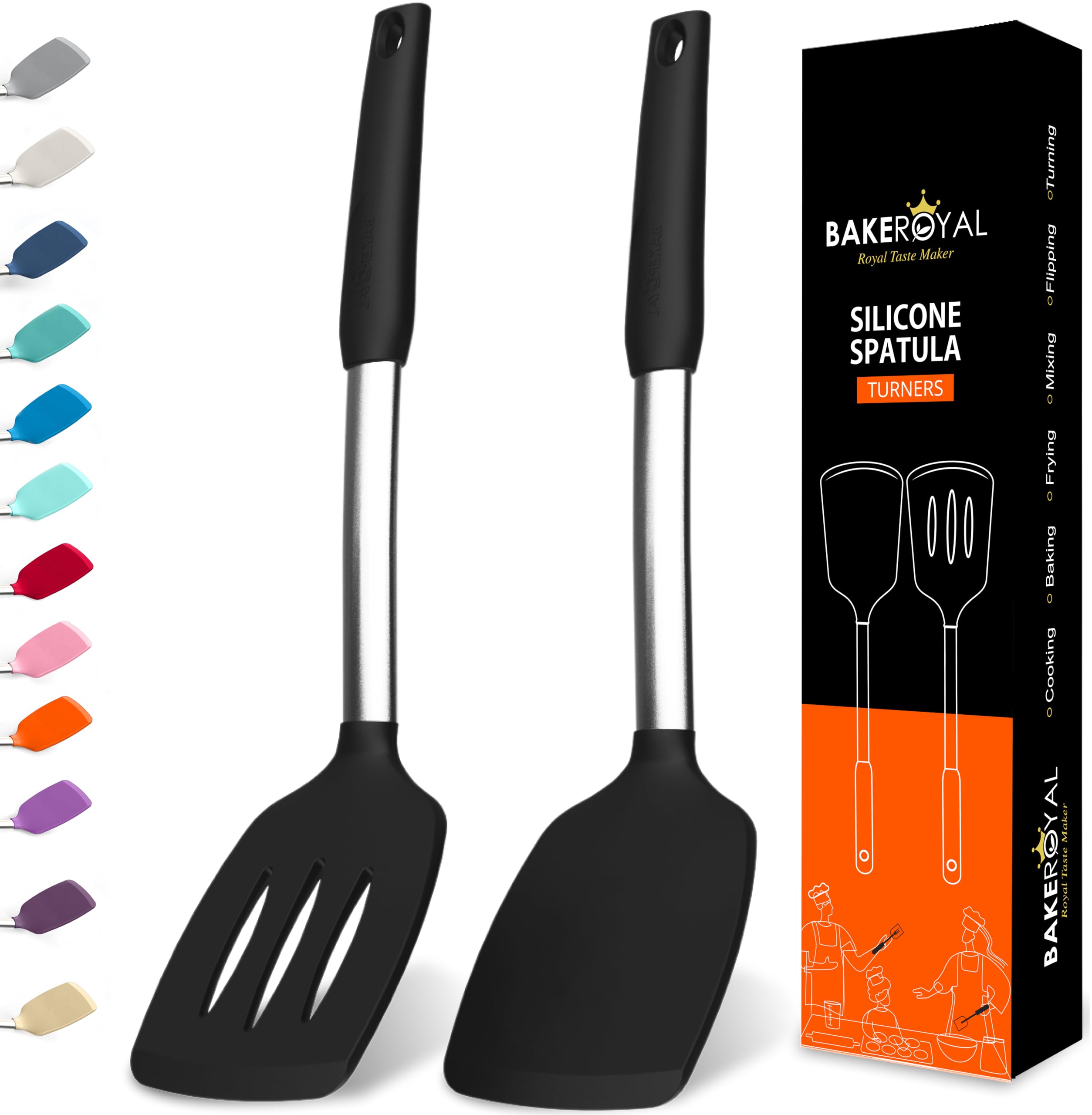 BakRoyal silicone spatula turner 600f for high-heat flipping and precision control