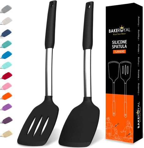 BakRoyal silicone spatula turner 600f for high-heat flipping and precision control
