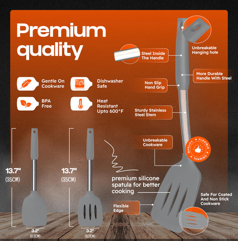 BakeRoyal silicone spatulas close-up shows heat resistance up to 600°F