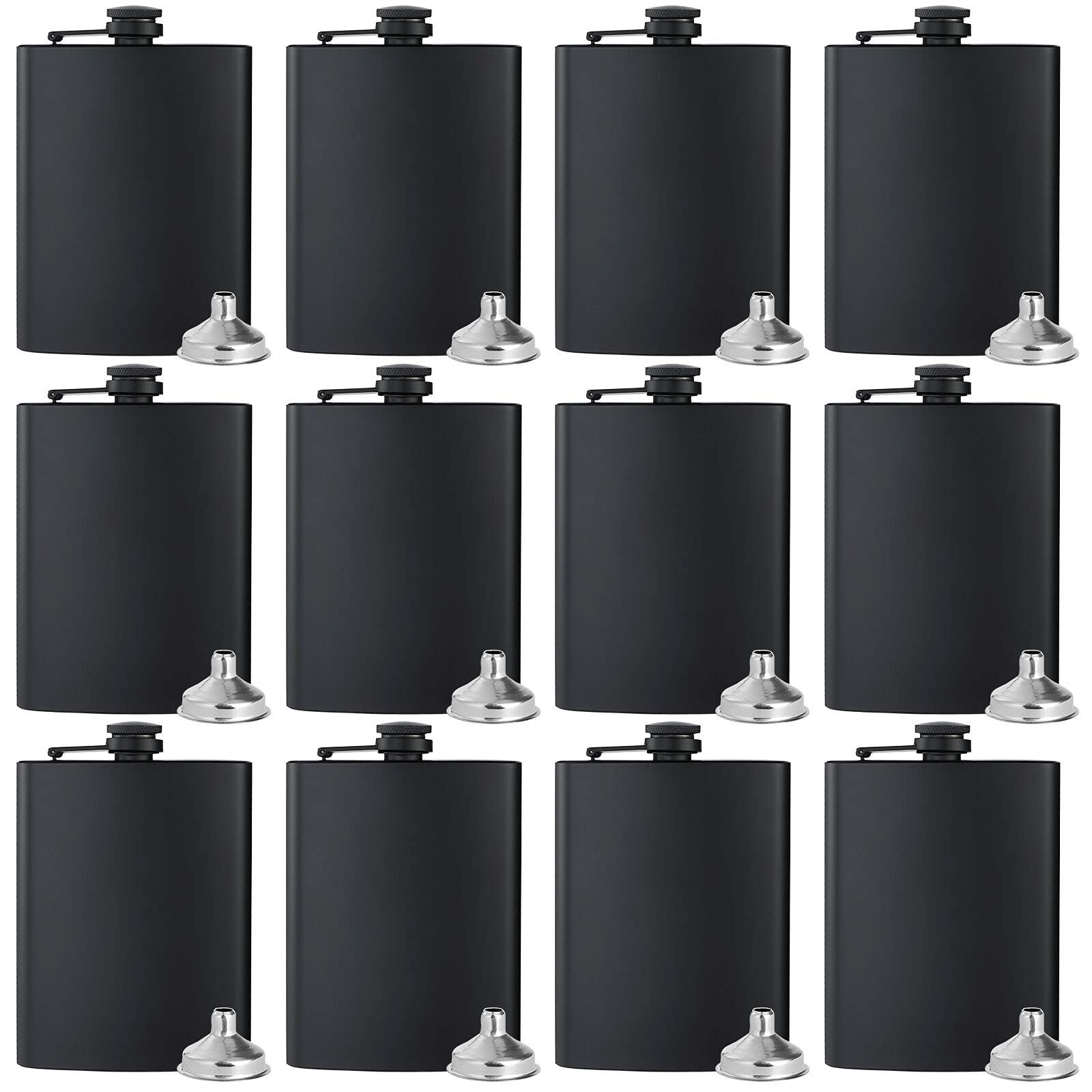BALABALA hip flasks 8oz matte black full set, perfect for wedding party gifting.