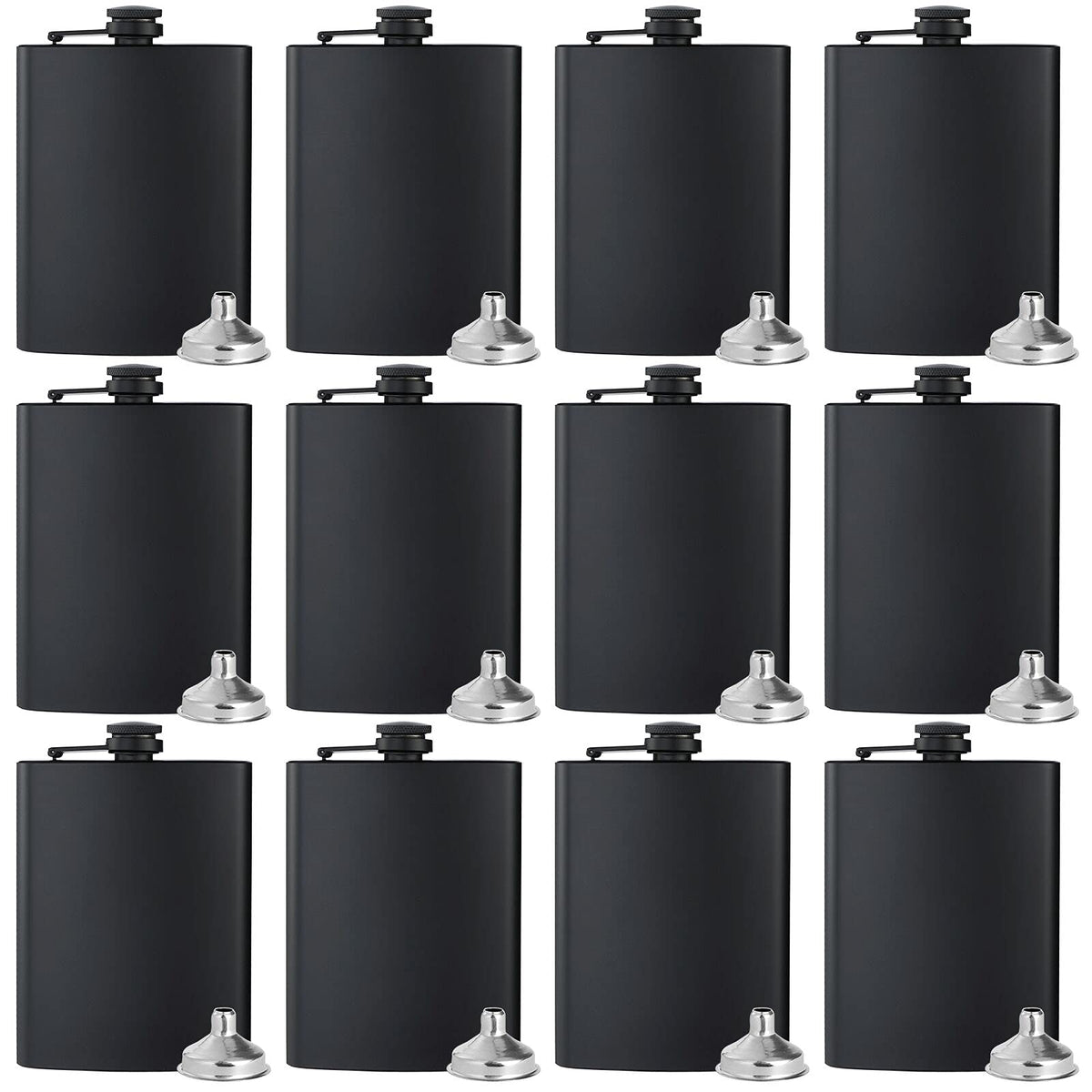 BALABALA hip flasks 8oz matte black full set, perfect for wedding party gifting.