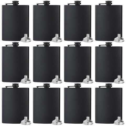 BALABALA hip flasks 8oz matte black full set, perfect for wedding party gifting.