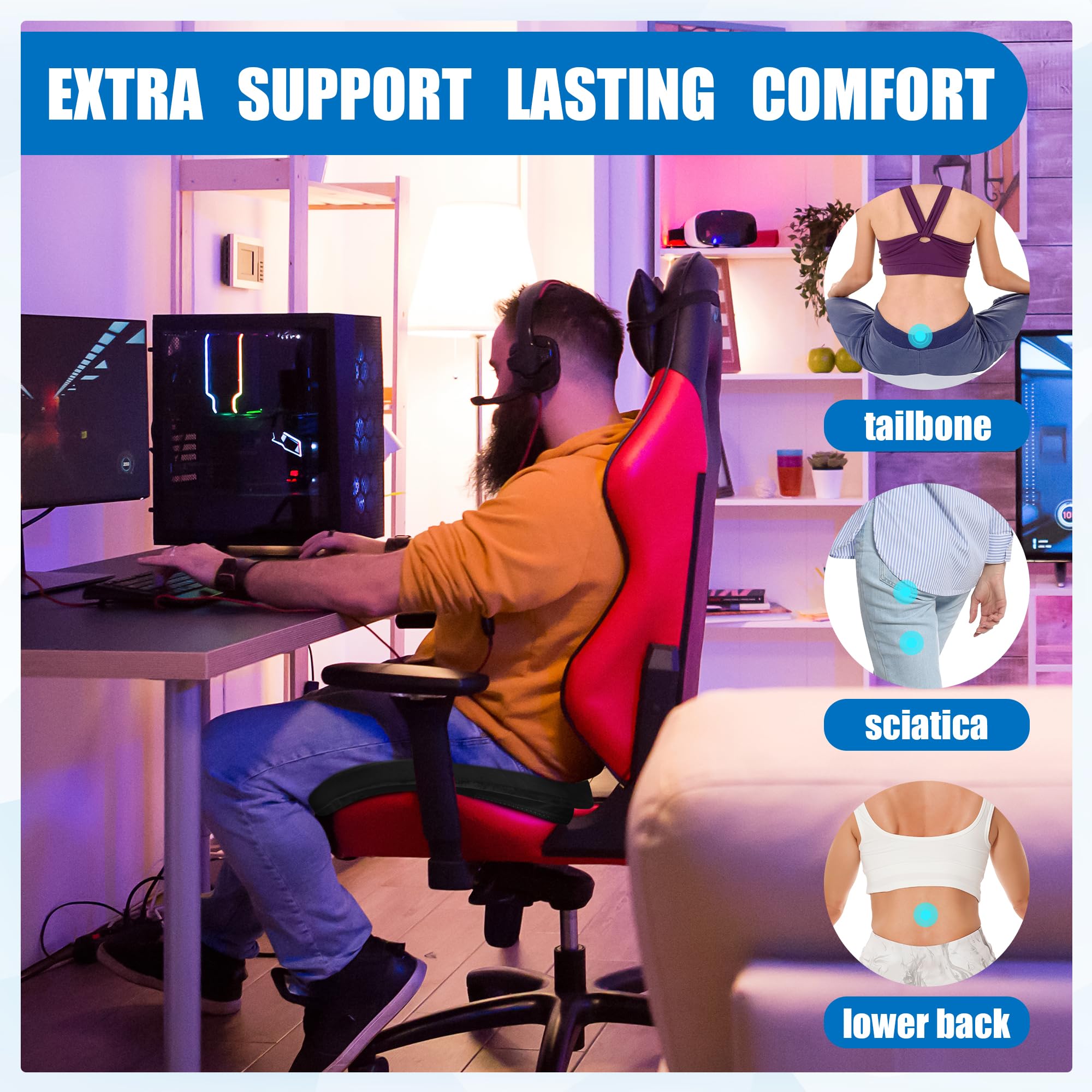 BALAPET Ultra Soft Gaming Chair Cushion fit ensures compatibility with most chairs