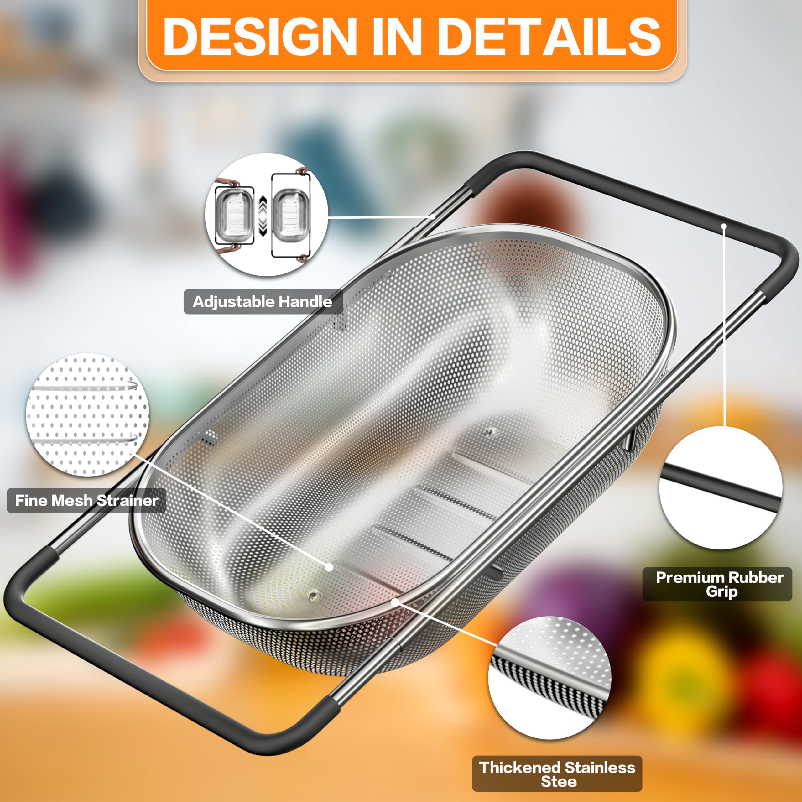 Balavina expandable sink strainer with non slip rubber grip.