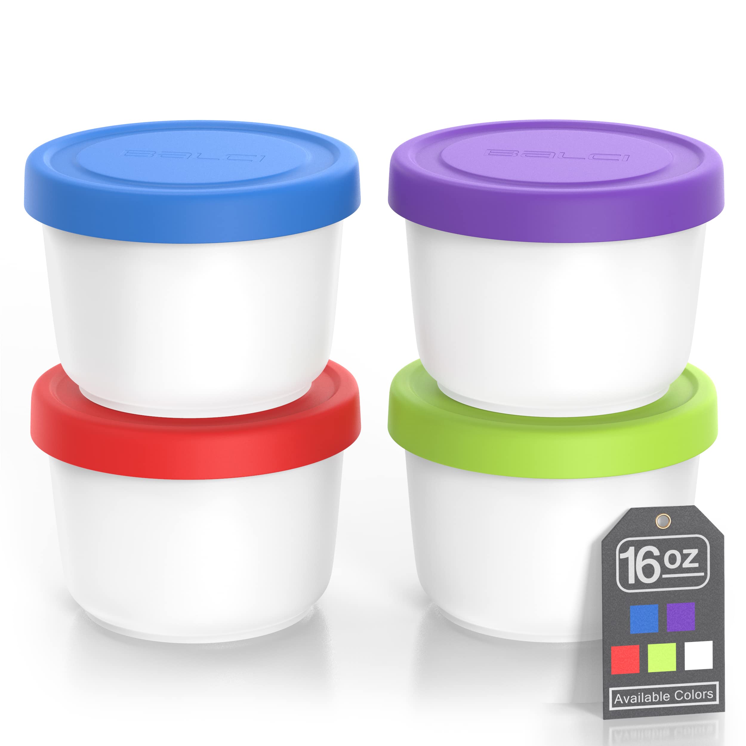BALCI 16oz blue lid container for leak-proof freezer storage