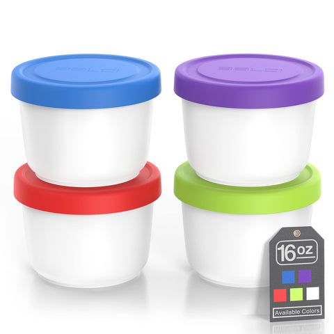 BALCI 16oz blue lid container for leak-proof freezer storage