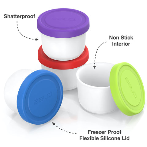 BALCI 8oz mini ice cream container with purple lid ready for travel.
