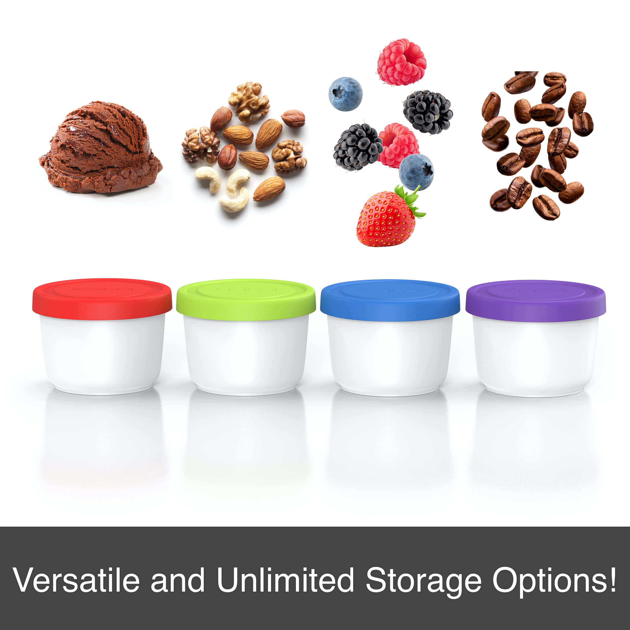 BALCI 8oz mini ice cream container with red lid ideal for sauces.