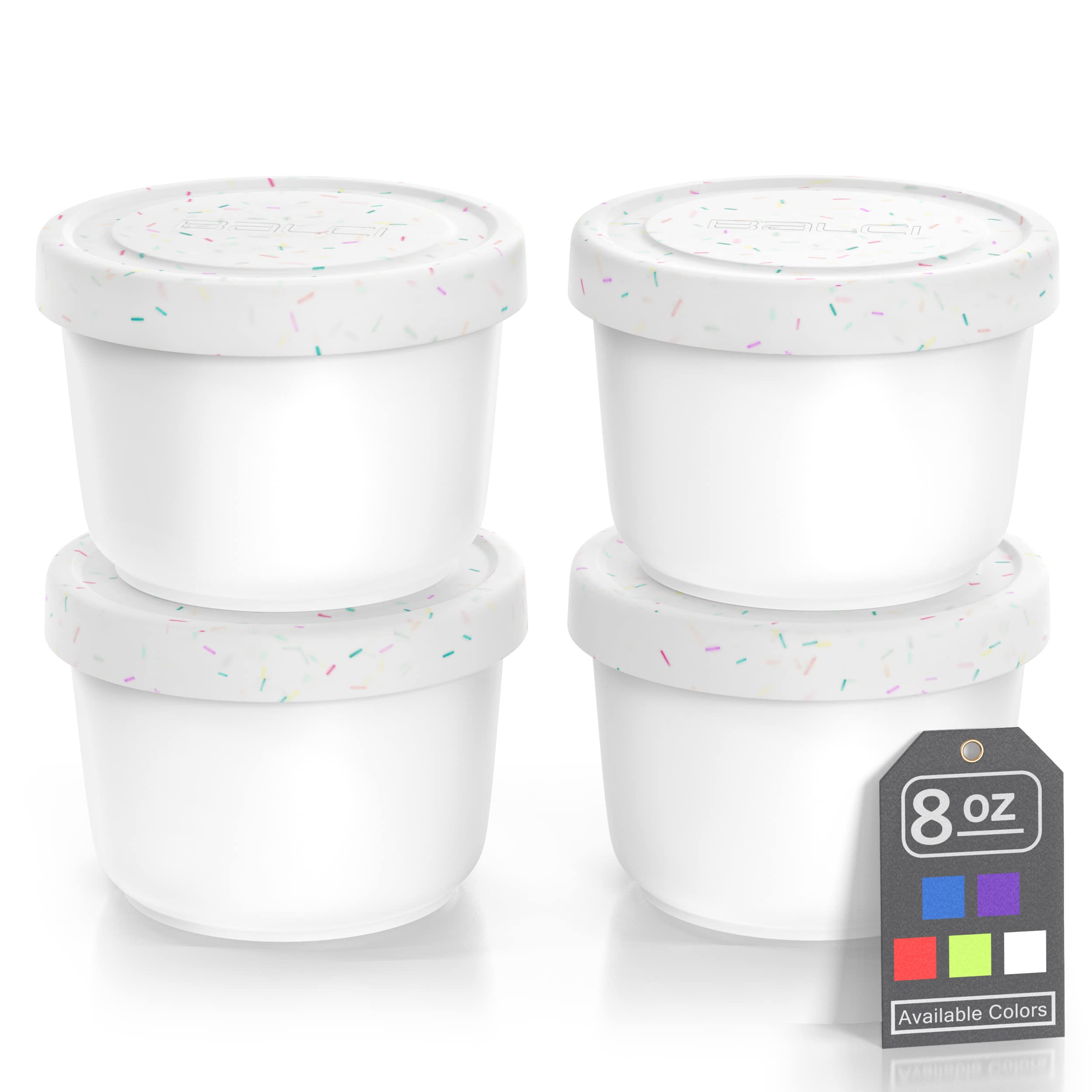 BALCI 8oz mini ice cream container with silicone lid for homemade frozen treats.