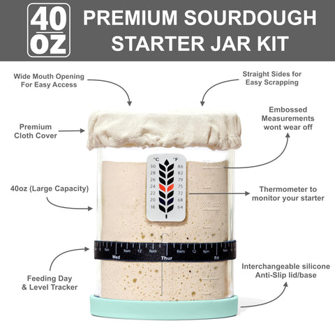 BALCI embossed measurements on jar for quick feeding reference.