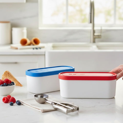 BALCI freezer-safe, reusable tubs support homemade desserts like ice cream and sorbet.