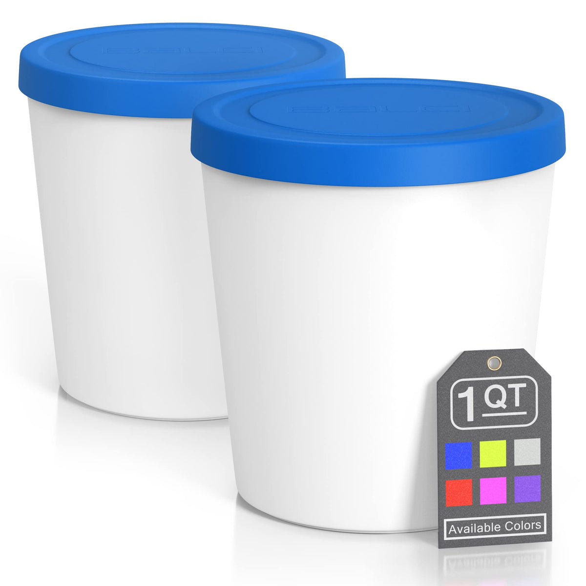 BALCI Premium ice cream container 2-pack keeps flavors organized for freezing.