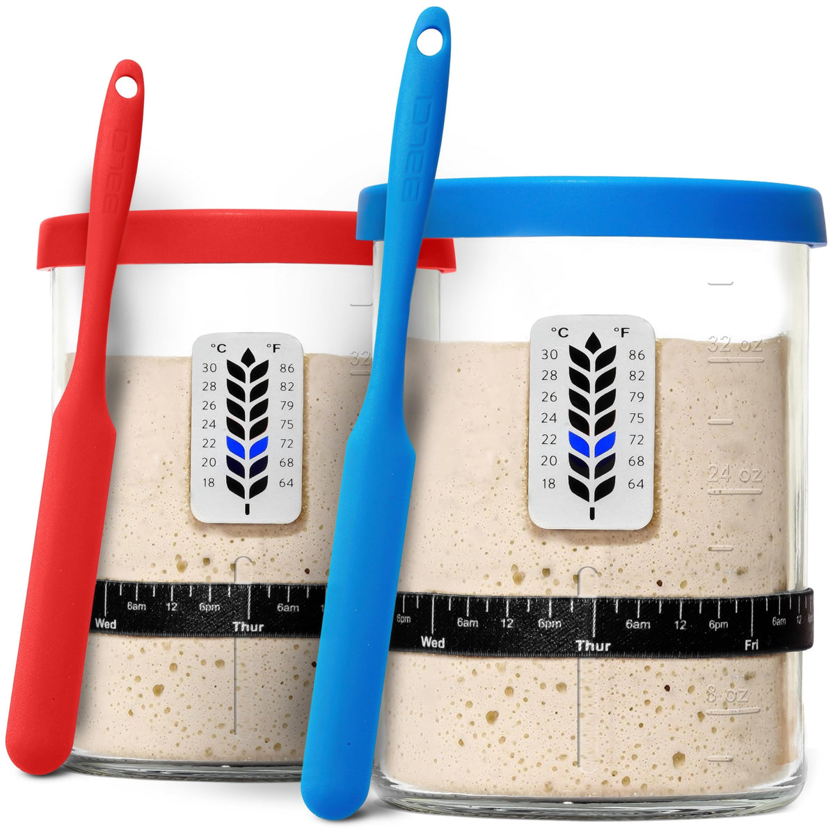 BALCI Premium Sourdough Starter Jar blue wide-mouth for easy ingredient handling
