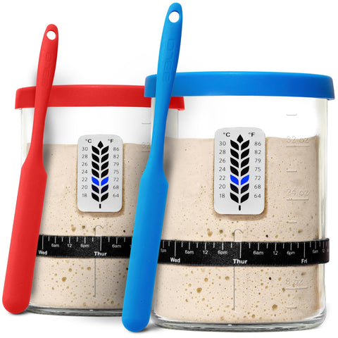 BALCI Premium Sourdough Starter Jar blue wide-mouth for easy ingredient handling