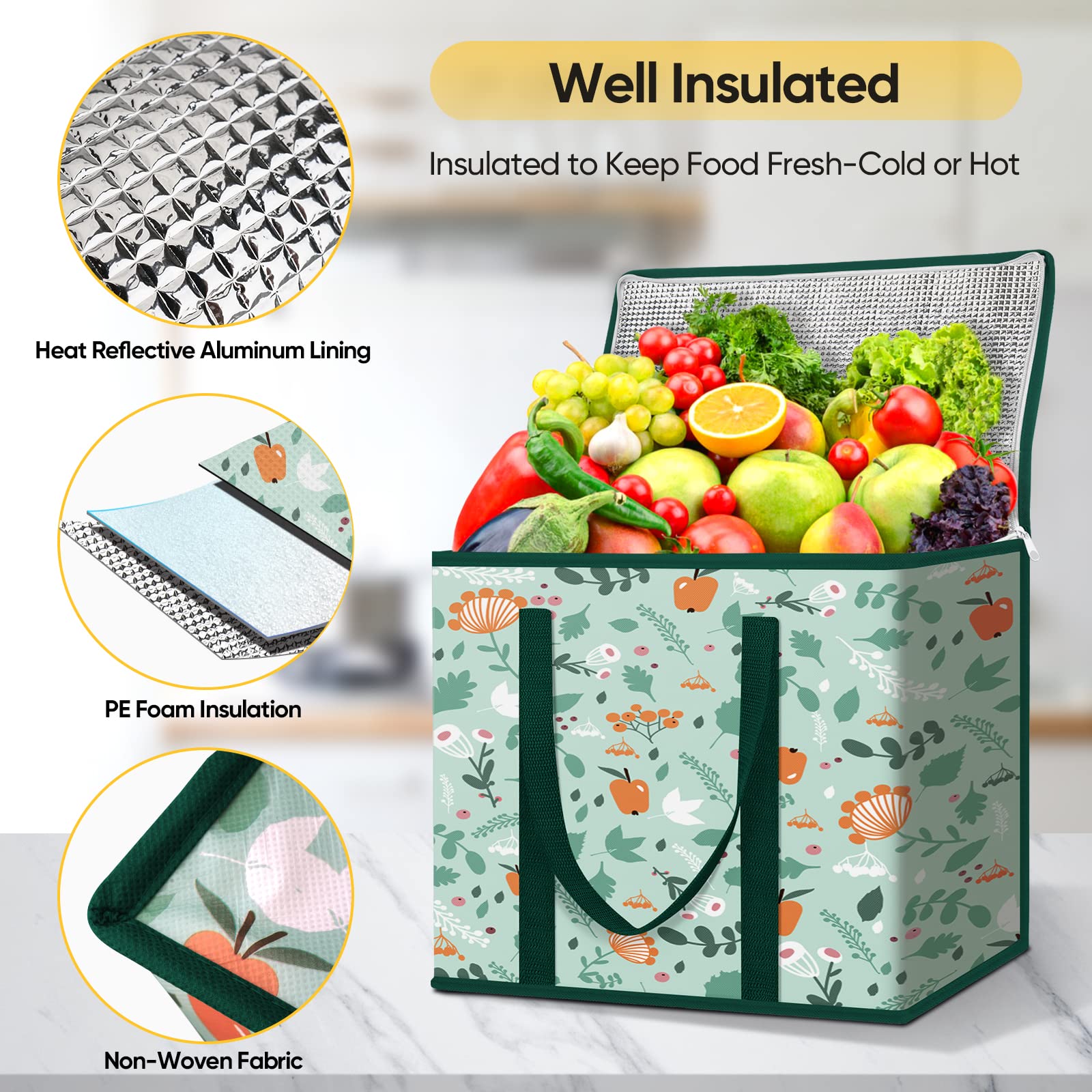 BALEINE collapsible cooler bag with handles, showing compact storage.