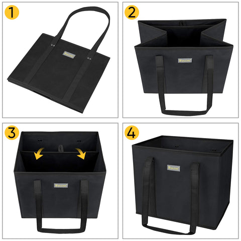 Baleine bags folded flat for simple trunk and closet storage.