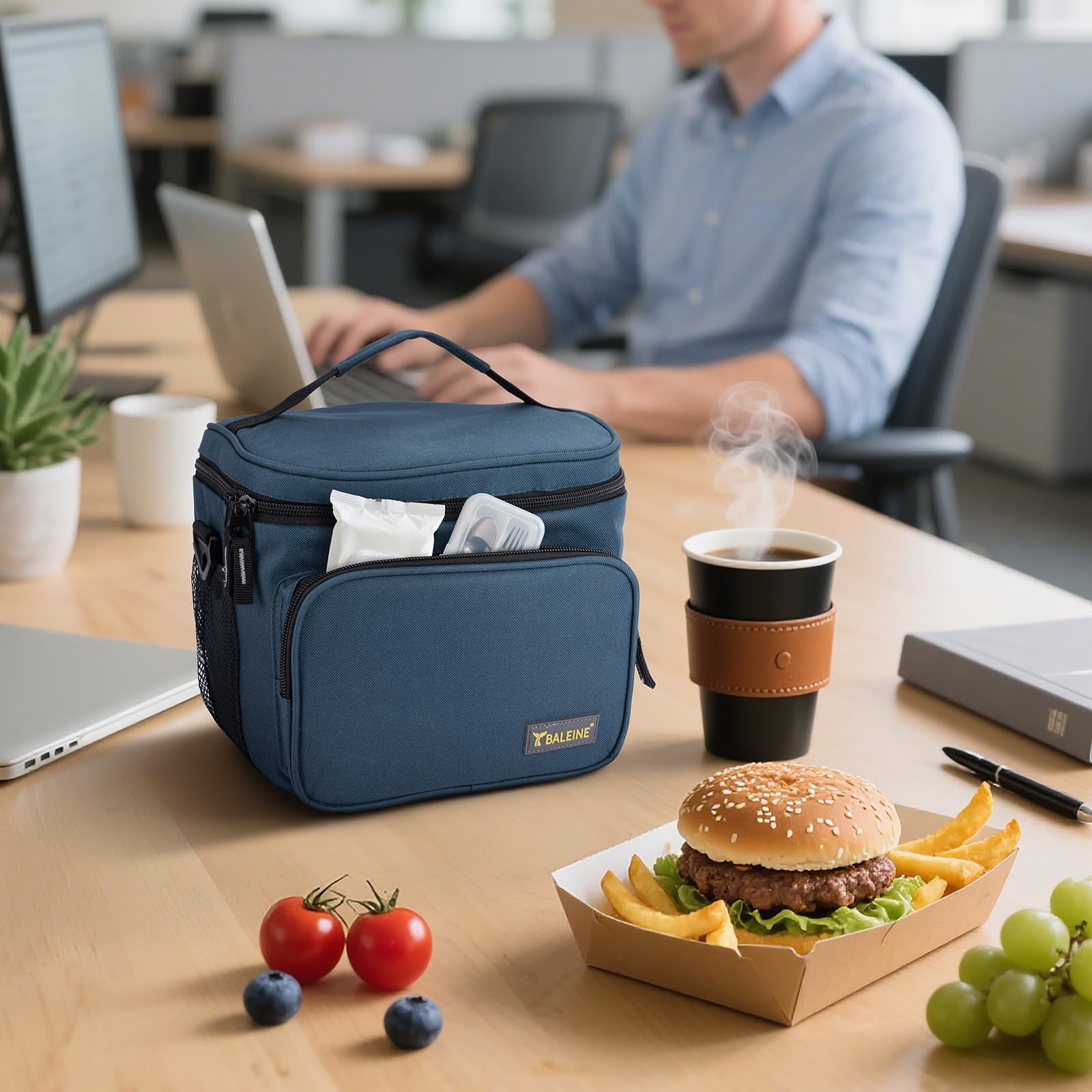BALEINE lunch bag with strap ready for commute or outdoor activities