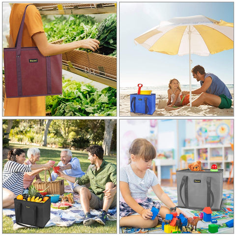 BALEINE bags showing extra-long handles for comfortable shoulder carrying.