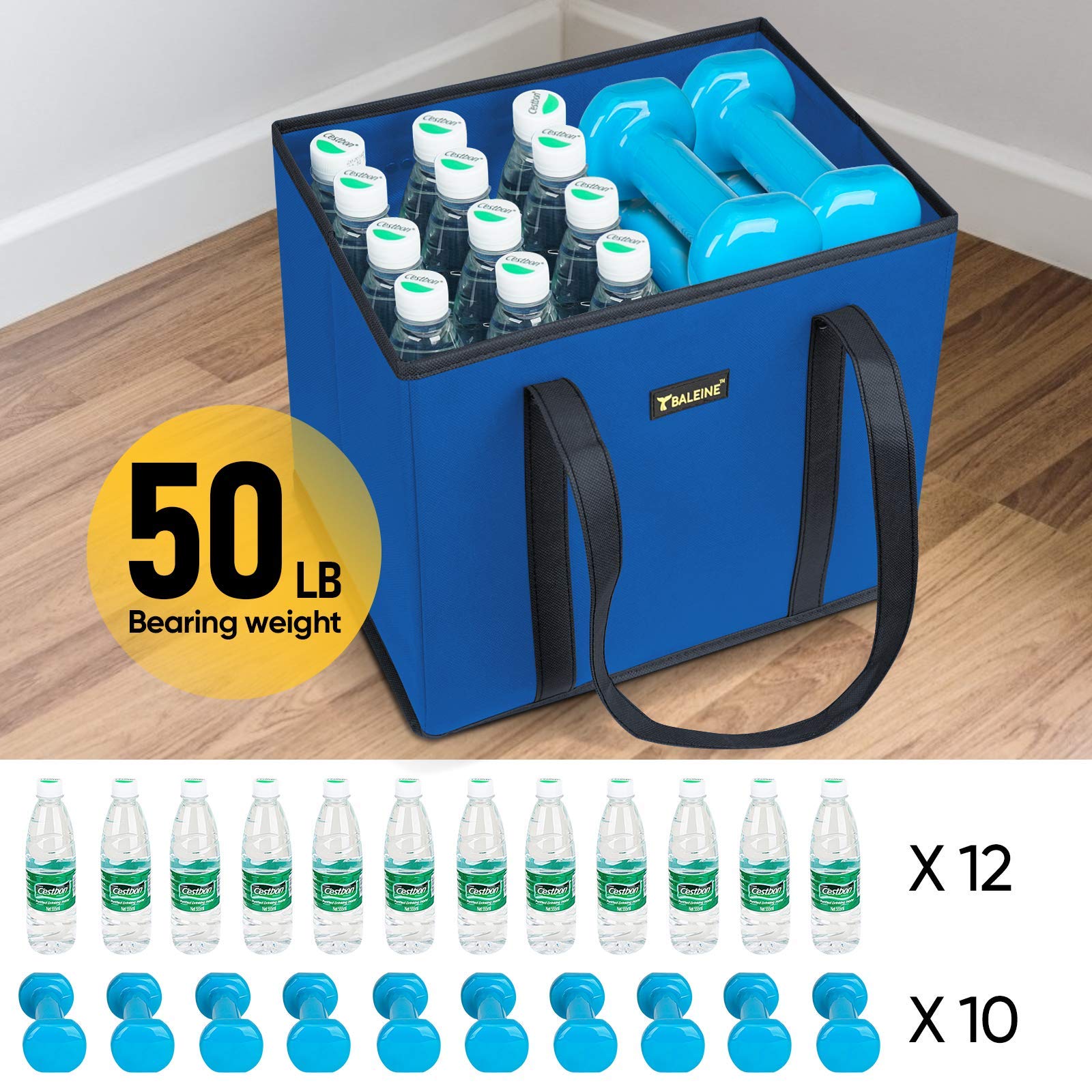 BALEINE fold-flat storage bags neatly packed for compact home storage.