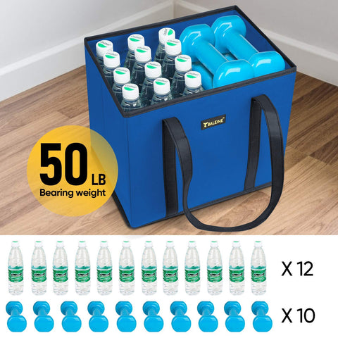 BALEINE fold-flat storage bags neatly packed for compact home storage.