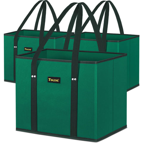 BALEINE 3Pk foldable green bags for easy, clutter-free shopping.