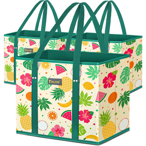 BALEINE 3Pk reusable bags with reinforced bottom for stable loading.