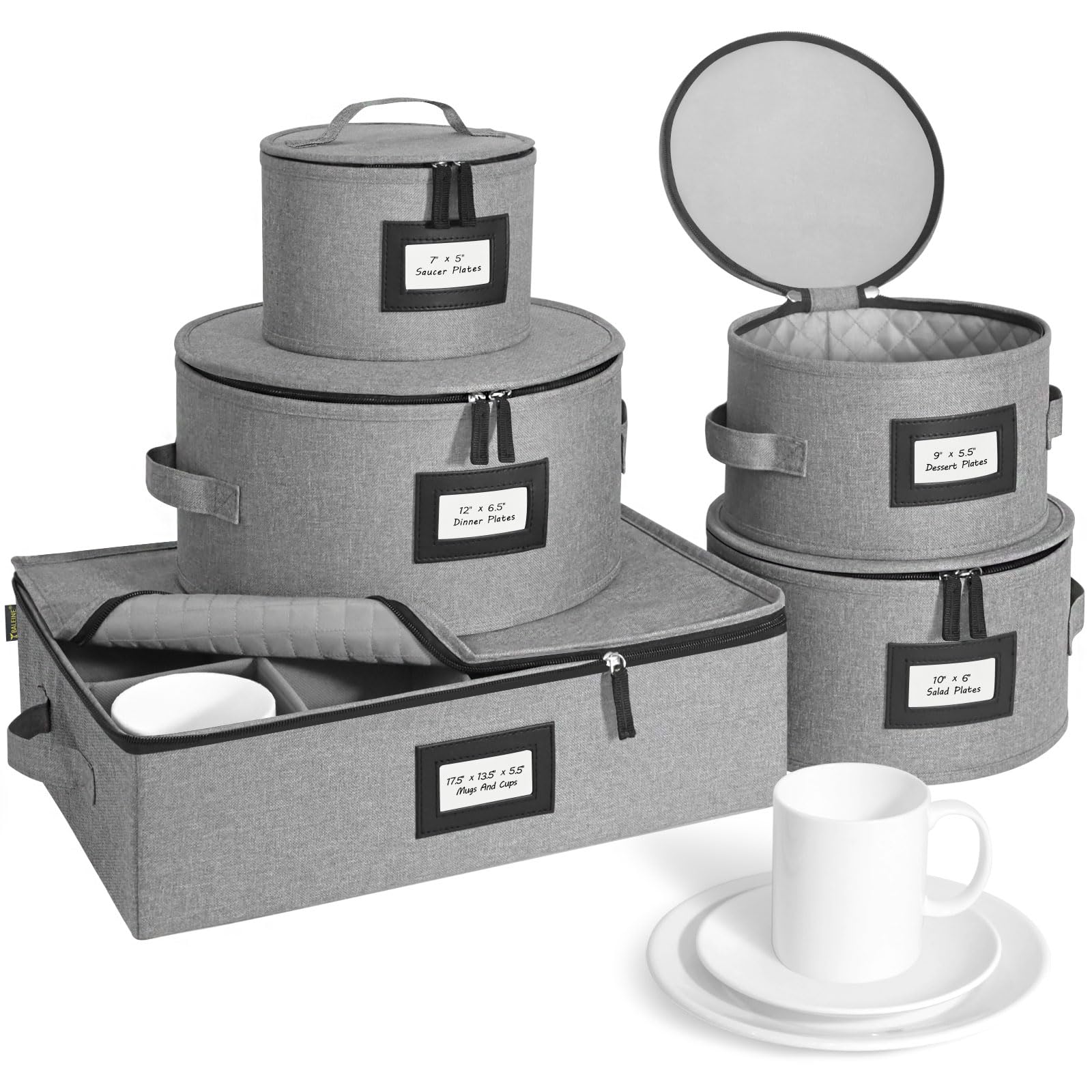 BALEINE china storage container front view with padded lining for protection.