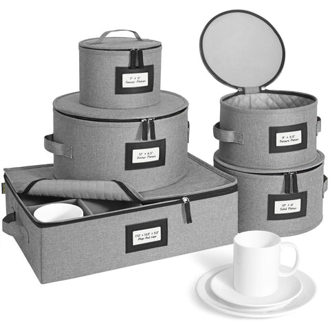 BALEINE china storage container front view with padded lining for protection.